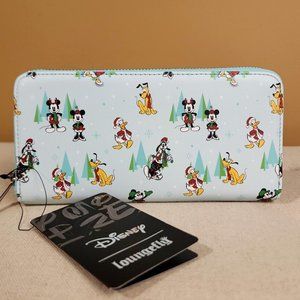 Loungefly Disney Sensational Six Holiday Mickey & Friends Zip Around Wallet NEW